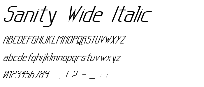 Sanity Wide Italic font